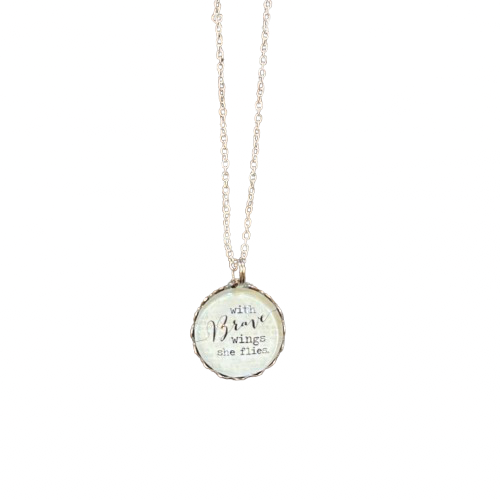 Charm Necklace - "With Brave Wings"