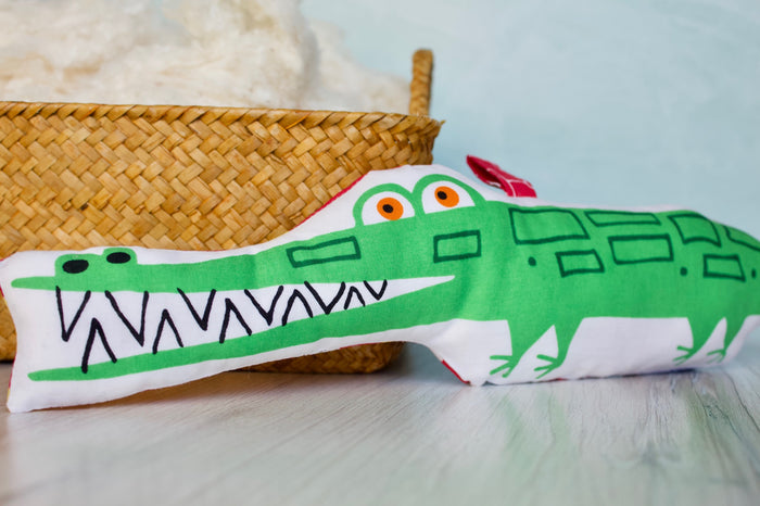 Chomp the Gator Toy-The Blue Peony-Animal_Aligator,Category_Organic Toy,Department_Organic Baby,Material_Organic Cotton,Pattern_Ed Emberley's Animals,Theme_Animal
