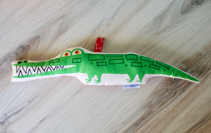 Chomp the Gator Toy-The Blue Peony-Animal_Aligator,Category_Organic Toy,Department_Organic Baby,Material_Organic Cotton,Pattern_Ed Emberley's Animals,Theme_Animal