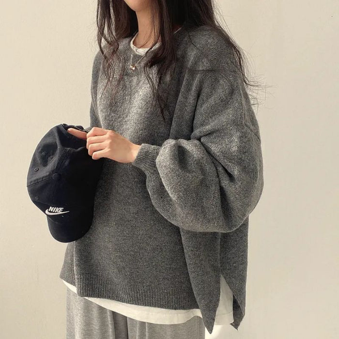 Cindy cozy oversized knit sweater in a relaxed fit, shown in a soft neutral shade