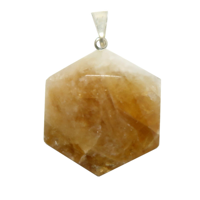 Hexagonal Citrine stone pendant on a white background