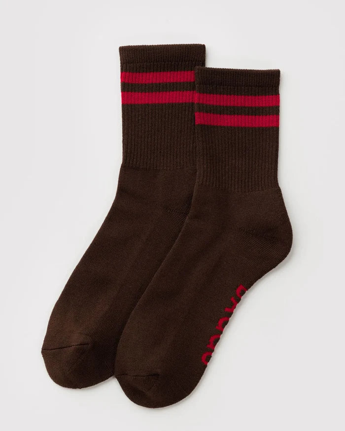 Coffee Stripe Ribbed Socks