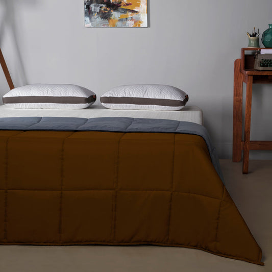 Comforter|Reversible|Microfiber|Comforter|Coffee|Brown|&|Ash|Grey
