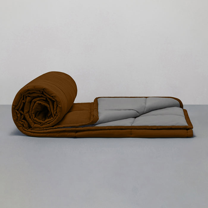 Comforter|Reversible|Microfiber|Comforter|Coffee|Brown|&|Ash|Grey