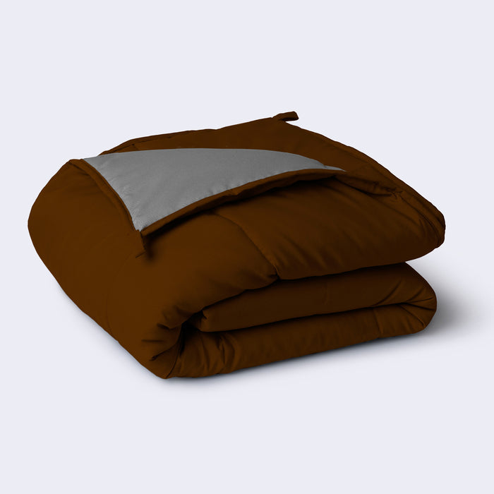 Comforter|Reversible|Microfiber|Comforter|Coffee|Brown|&|Ash|Grey