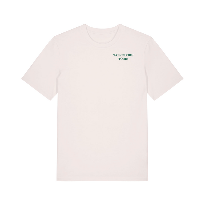White t-shirt with 'AMIRI' logo on a white background