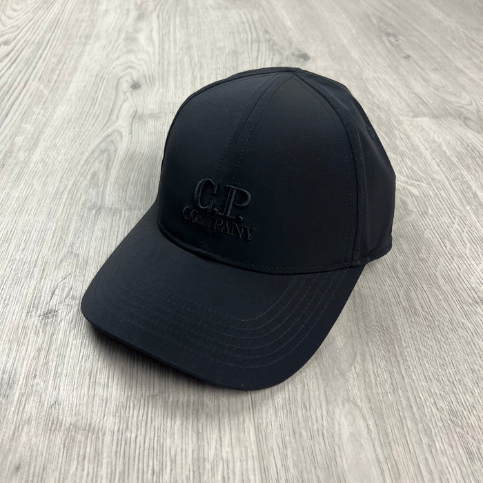 CP Company Chrome-R Baseball Cap in Black. On sale at Open Attire.