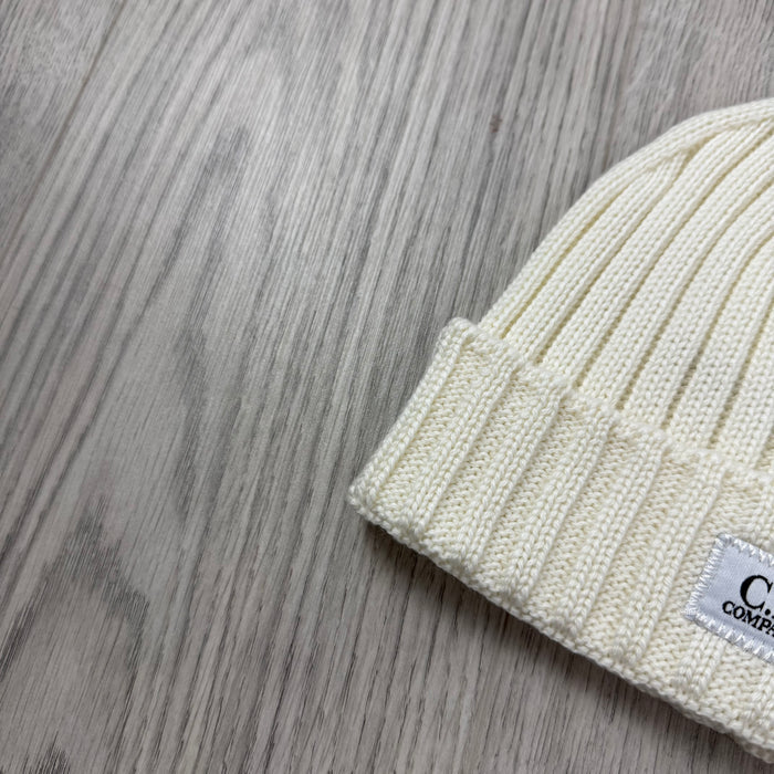 CP Company Patch Beanie - Gauze White