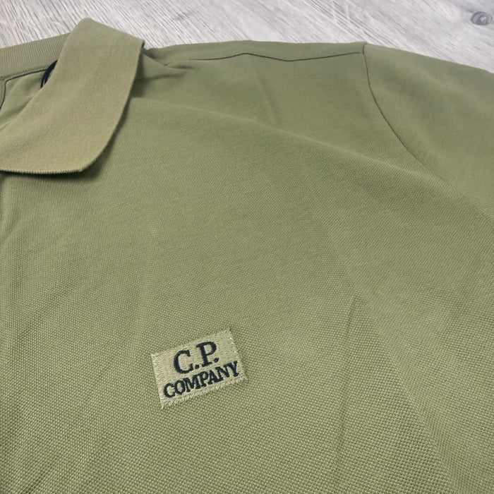 CP Company Piquet Polo Shirt - Dried Herb