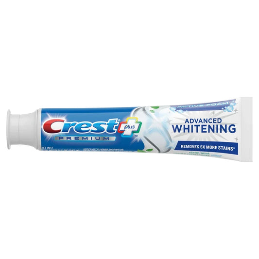 CREST Active Foam Advanced Whitening removes 5x more stains clean mint معجون الاسنان من كريست