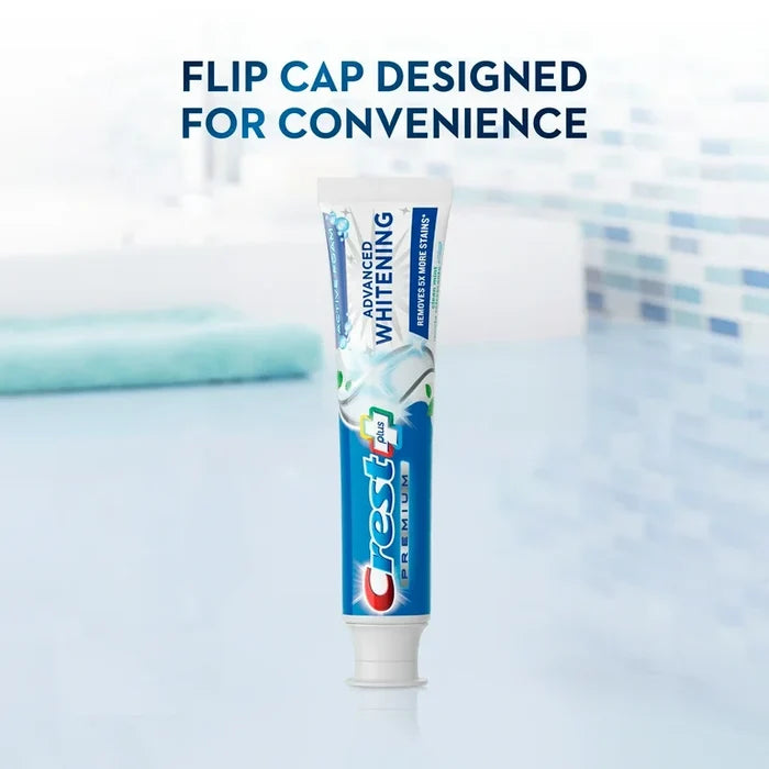CREST Active Foam Advanced Whitening removes 5x more stains clean mint معجون الاسنان من كريست