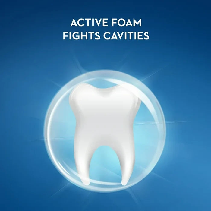 CREST Active Foam Advanced Whitening removes 5x more stains clean mint معجون الاسنان من كريست