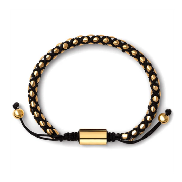 Crimson Weave SteelLink Bracelet with Braided Black Cord