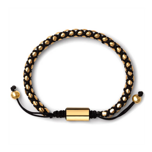 Crimson Weave SteelLink Bracelet with Braided Black Cord