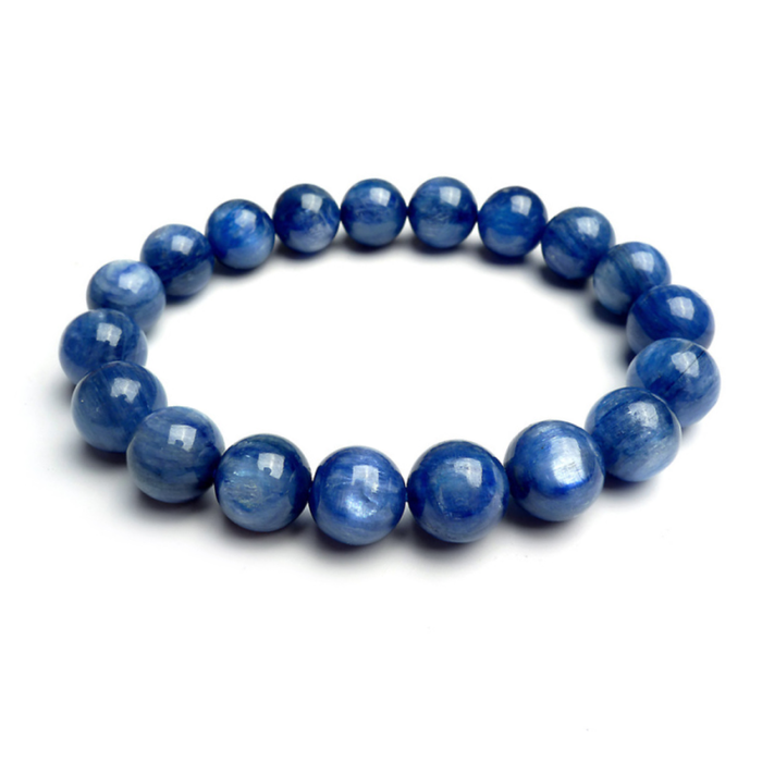 Dark Blue Brazilian Kyanite Crystal Bead Bracelet Sizes 6,8,10,12mm