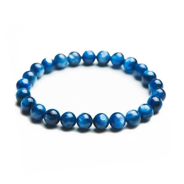 Dark Blue Brazilian Kyanite Crystal Bead Bracelet Sizes 6,8,10,12mm