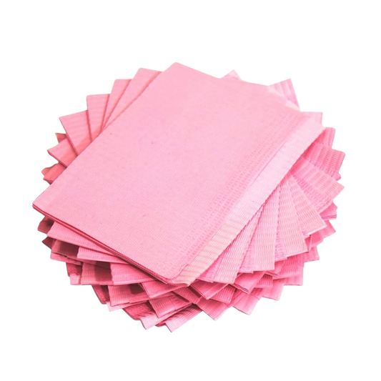 Disposable Dental Bibs - 3 ply - 33x45.5cm - Pink (125pcs)