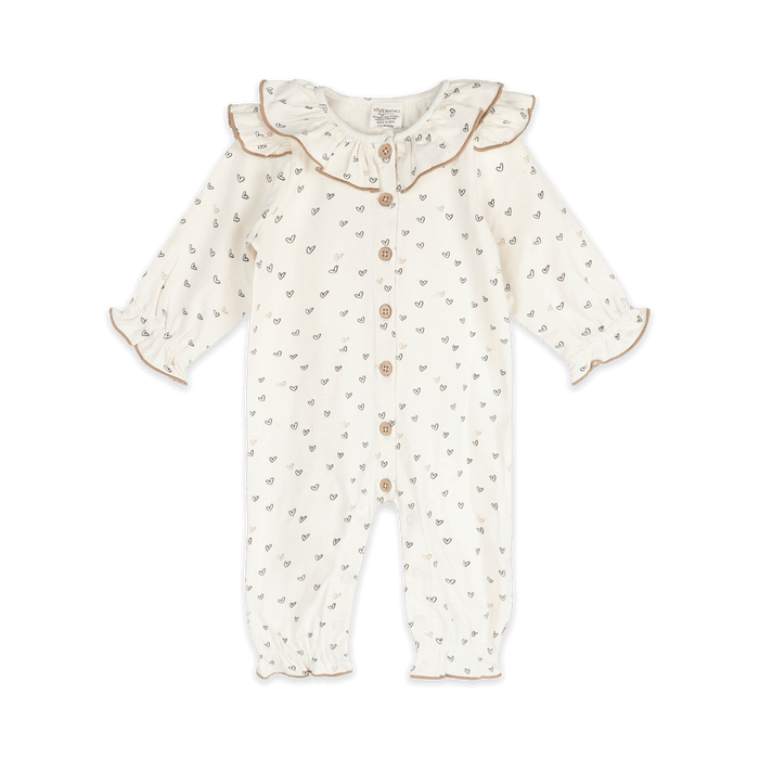 Ditsy Hearts Baby Jumpsuit (Organic Jersey) - Front