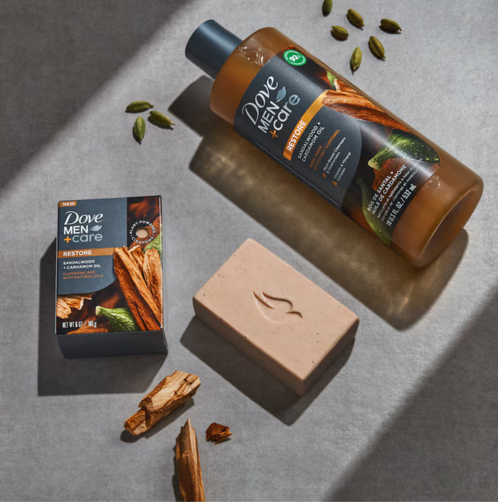 DOVE MEN + Care Cozy Nights Sandalwood Gift Set مجموعة العناية بالجسم للرجال من دوف