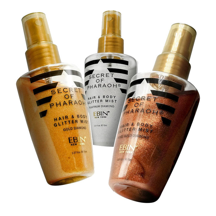 Ebin New York Secret of Pharaoh Egyptian Diamond Hair & Body Glitter Mist 2.37oz/ 70ml - ikatehouse