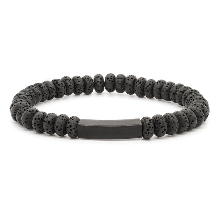 Eclipse Lava Bead Bracelet – Stainless Steel Accent