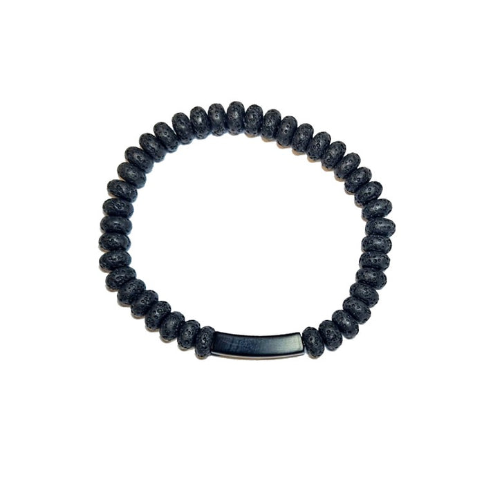 Eclipse Lava Bead Bracelet – Stainless Steel Accent