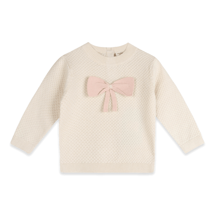 Ella Bow Knit Baby Pullover, Organic Cotton