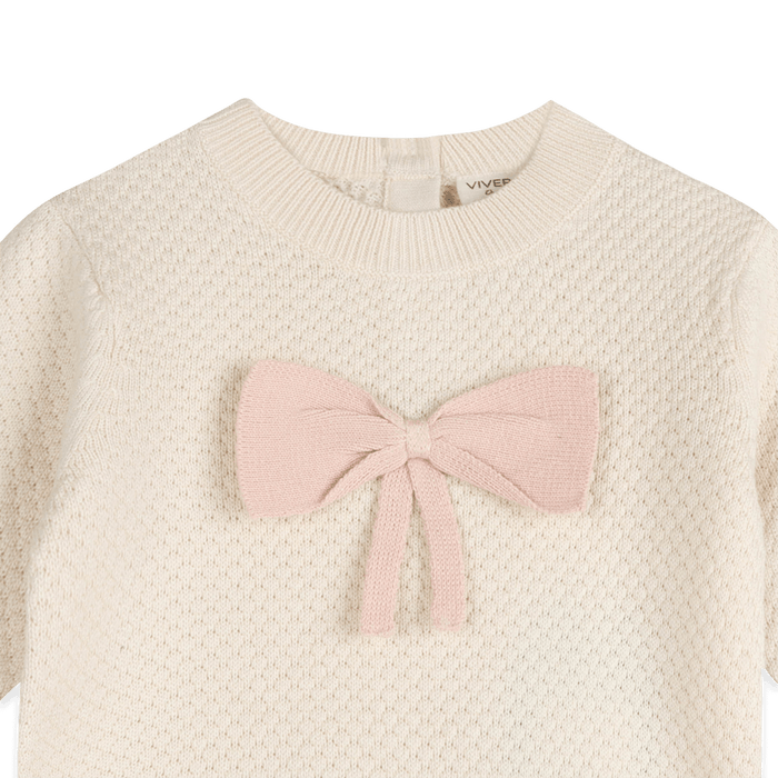 Organic Cotton Ella Bow Knit Baby Pullover, Detail