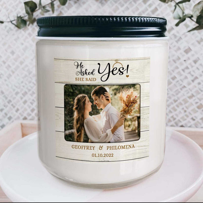 Engagement Candle Gifts for Wife, Mr and Mrs Photo Candle, Personalized Engagement Candle Gift For Bride