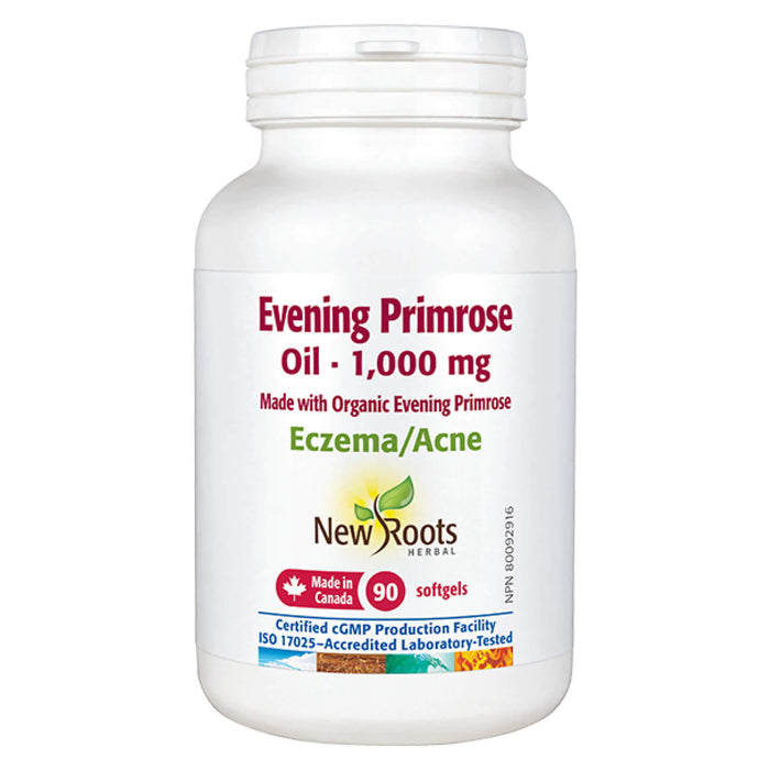 Bottle of New Roots Evening Primrose Oil 1,000 mg 90 Softgels