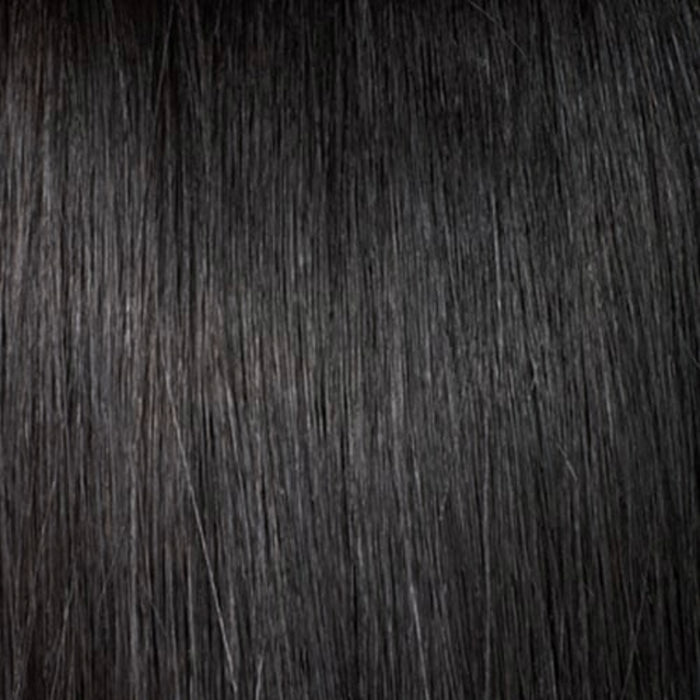 Close-up of smooth black hair texture on OUTRE 16 inch lace front wig