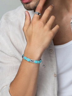 Eye of Dharma Flatbead Collection – Turquoise and Silver