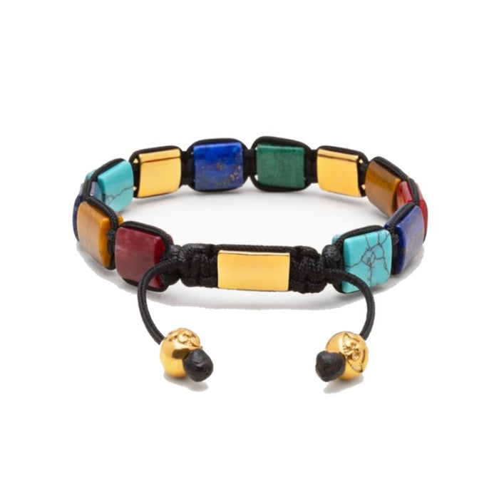 Eye of Dharma Flatbead Collection – Turquoise, Tiger Eye, Lapis Lazuli  Gold Bracelet
