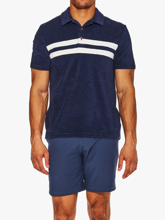 Faherty Cabana Towel Terry Surf Stripe Polo