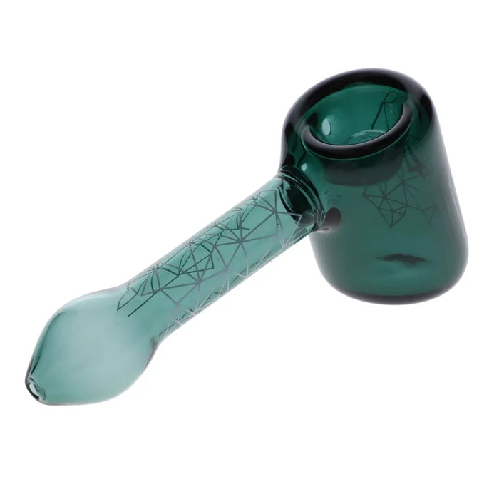 A teal, 5-inch Famous Design Space Hammer Pipe is shown in a side view with a clean, minimalist design.