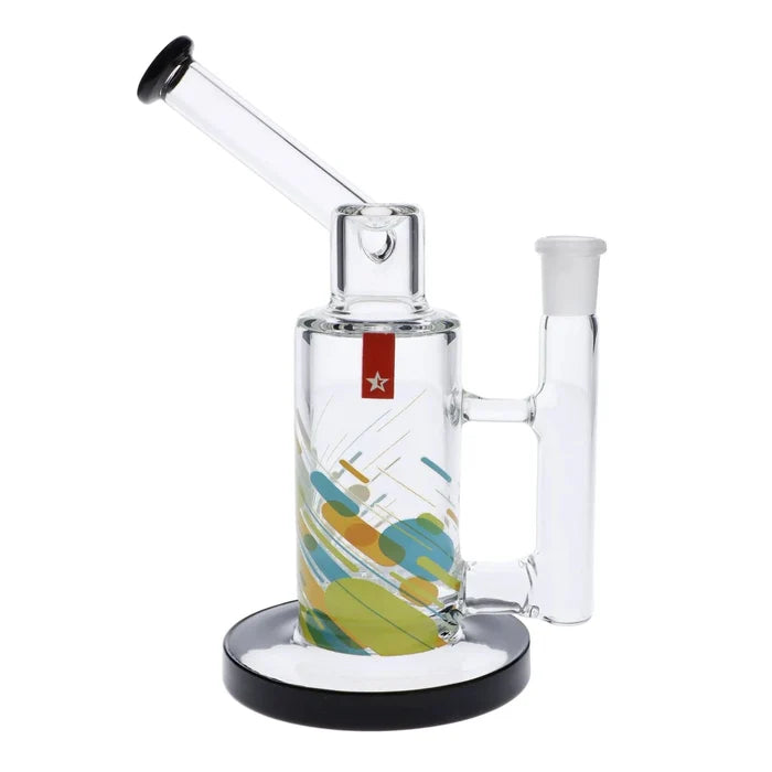 Front view of the 8-inch Famous Design Versuz Dab Rig, showcasing its sleek glass form against a plain white background.