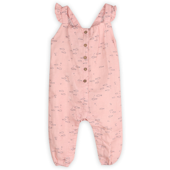 Fishes Sleeveless Baby Ruffle Jumpsuit (Organic Muslin)