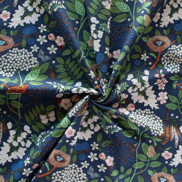 Flowering Trees Night Organic Poplin by Birch Fabrics
