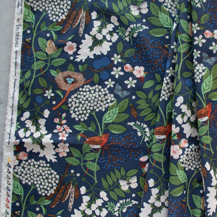 Flowering Trees Night Organic Poplin by Birch Fabrics