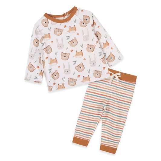 Forest Animals Fox Bear Baby Top & Pants Set (Organic Jersey)
