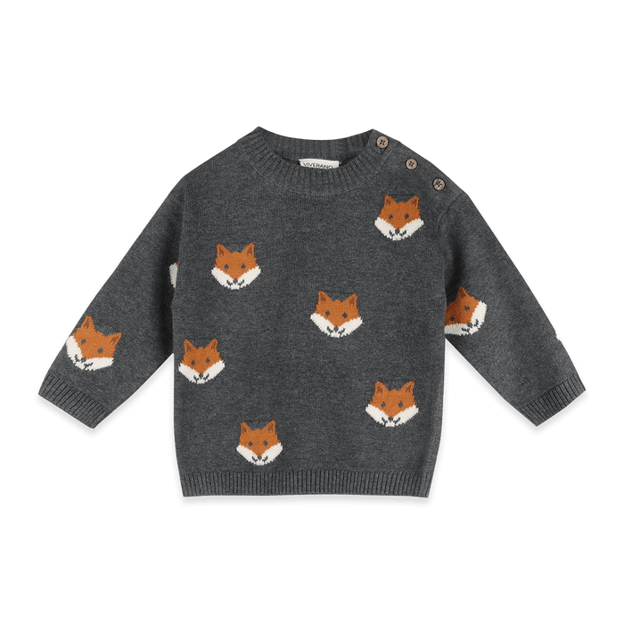 Organic Cotton Fox Baby Knit Pullover