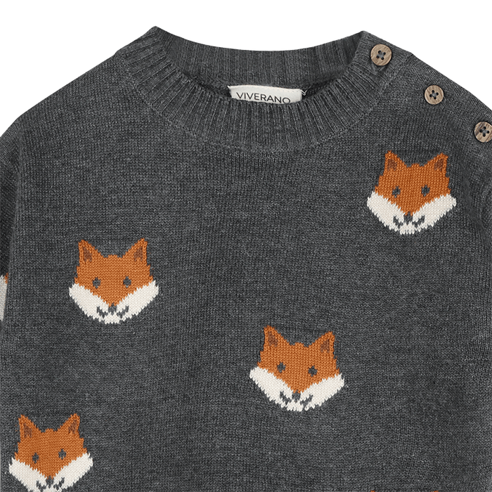 Organic Cotton Fox Baby Knit Pullover, Detail