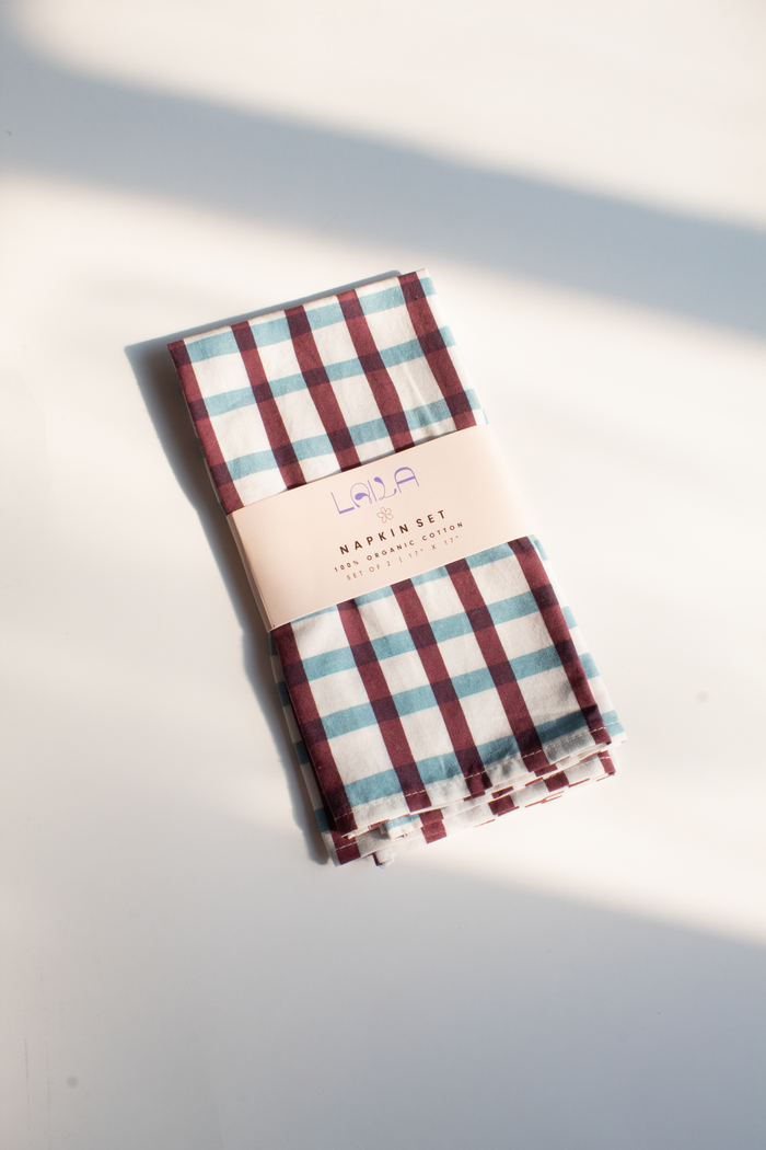 Gingham Organic Cotton Napkins Set of 4