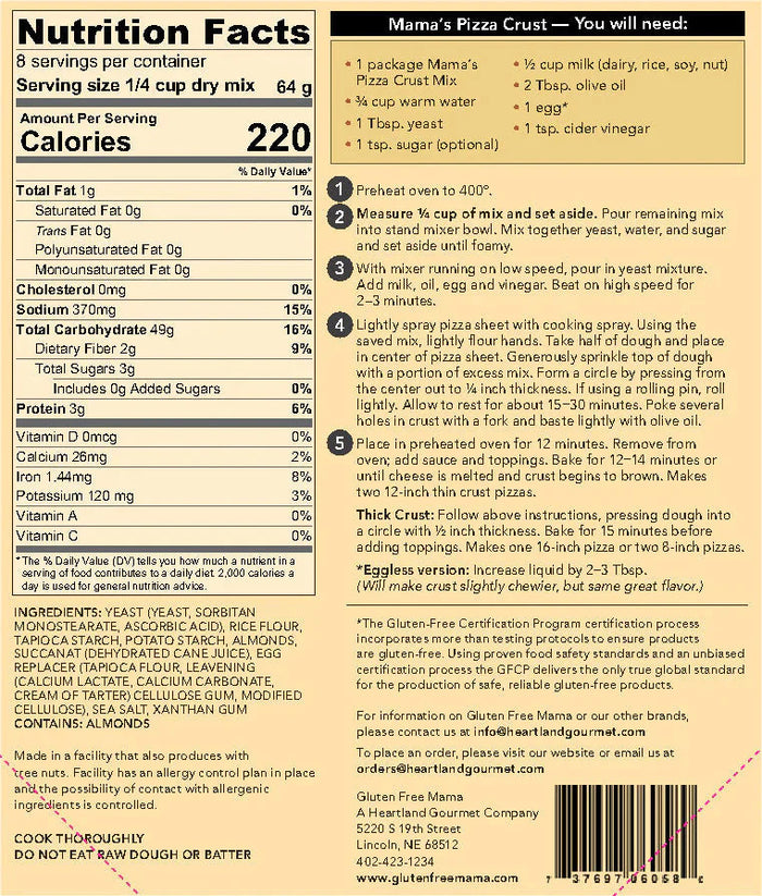 Gluten Free Pizza Crust Mix | 18 oz | Gluten Free Mama | 6058
