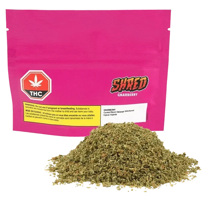 Close-up of the Gnarberry package, showcasing bold red branding and a minimalist design against a dark background.
