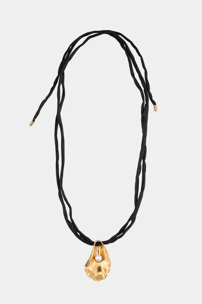 Gold / Black Oyster Shell Necklace