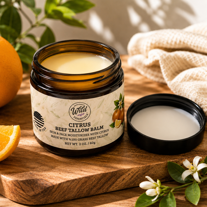 Grass-Fed Tallow Balm – Citrus Essential Oils – Beef Tallow, Olive Oil & Beeswax