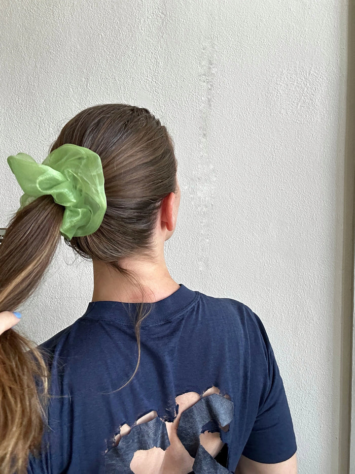 Green Apple Mini Organza Scrunchie