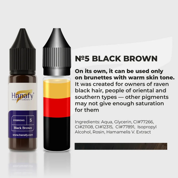 Hanafy - Brow Pigment - N5 Black Brown, 15ml