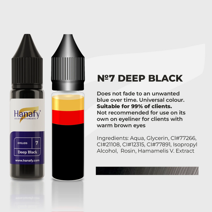 Hanafy - Eyeliner Pigment - N7 Deep Black, 15ml